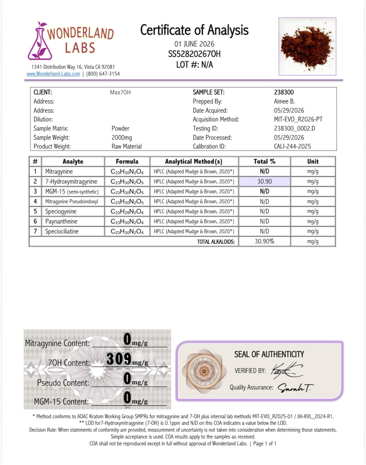 30% 7-OH Extract Powder - Image 2