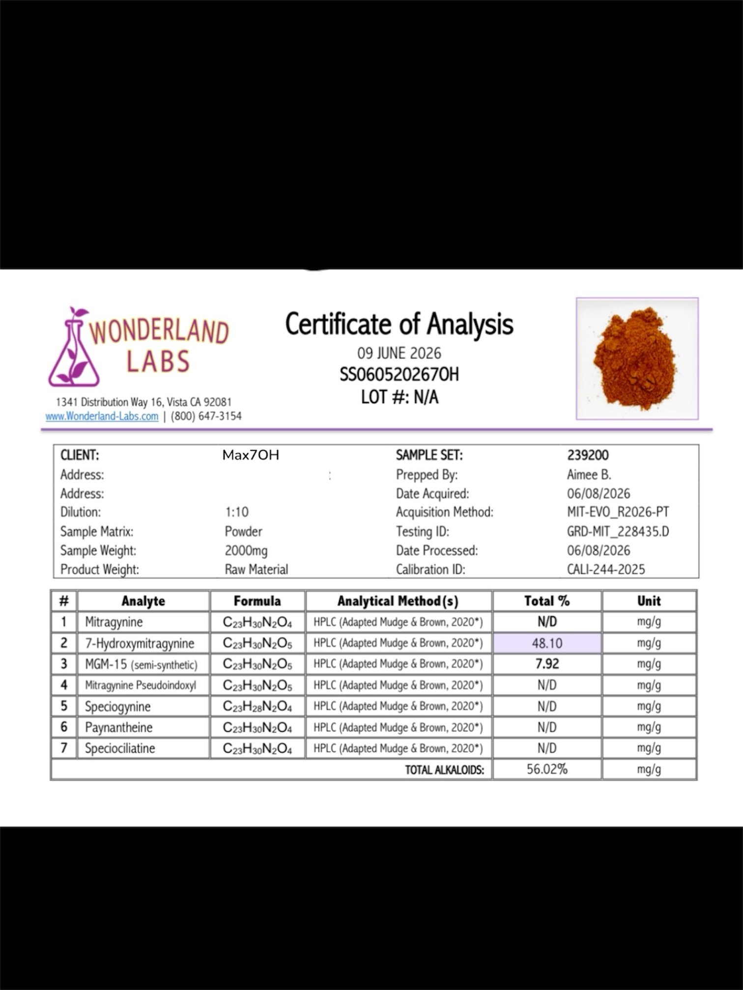 48% 7-OH | 7.9% MGM-15 Combo Extract Powder - Image 2